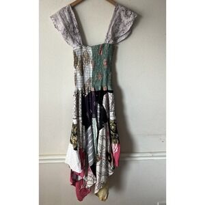 Ashley Taylor Patchwork Dress Strap Smock Boho Festival Hippie Colorful OS New